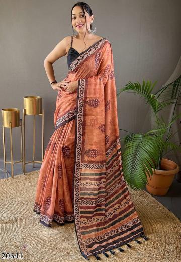 KAVERI Pure soft cotton tussar silk saree