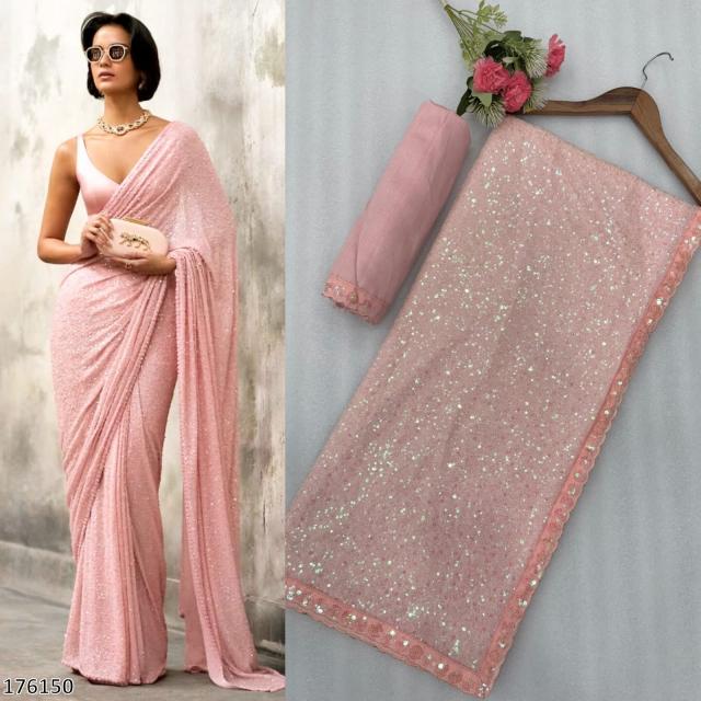 FAUX GEORGETTE BOLLYWOOD STYLE SEQUINS SAREE