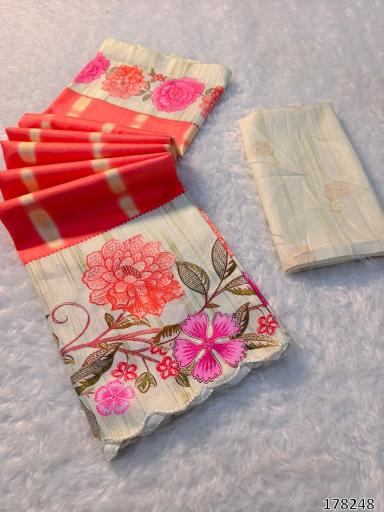 TUSSAR SILK FLORAL DIGITAL PRINT SAREES