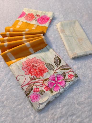 TUSSAR SILK FLORAL DIGITAL PRINT SAREES