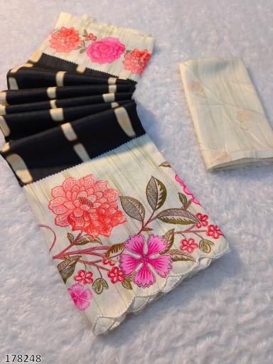 TUSSAR SILK FLORAL DIGITAL PRINT SAREES